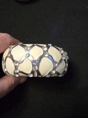 Ivory Enamel and Crystal Statement Bangle